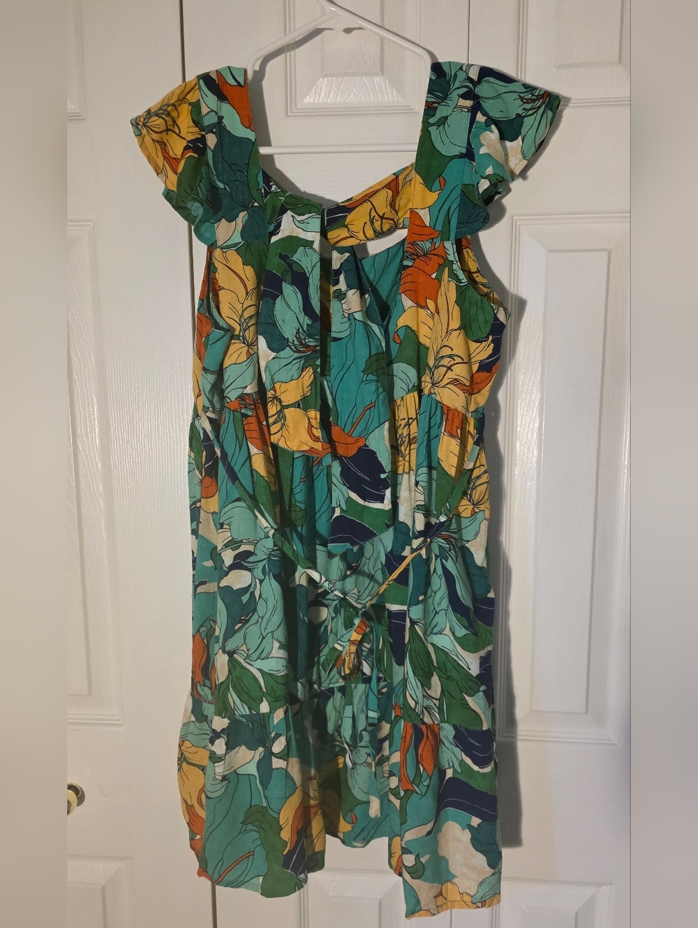 Band Of The Free Viscise Green Floral Square-Neck Mini Dress Size M - Picture 4 of 12